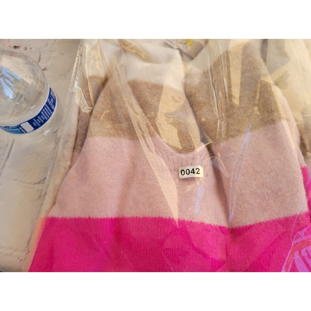 Loft Womens V-Neck Striped‎ Sweater Multicolor Pink Orange Cream Size L - Picture 7 of 7
